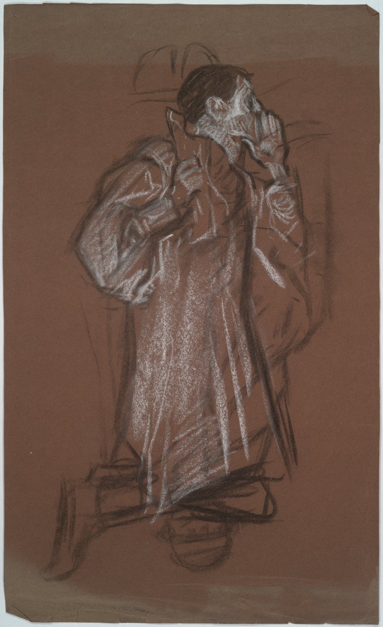 Studie av en knelende mann, muligens for The World Without av Edwin Austin Abbey