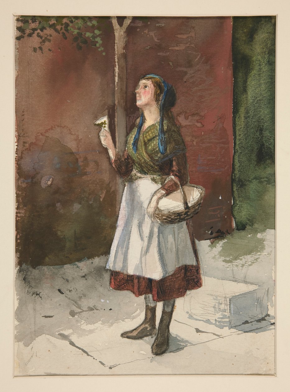 Studie av en ung jente i en hage av Edwin Austin Abbey