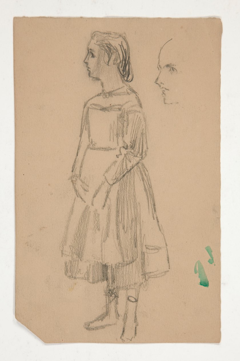 Studie av en ung jente i Pinafore av Edwin Austin Abbey