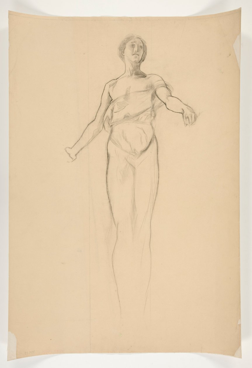 Studie av en allegorisk kvinneskikkelse for veggmaleri ved delstatsbygningen i Harrisburg, Pennsylvania, 1902-1911 (fullført av John Singer Sargent) av Edwin Austin Abbey