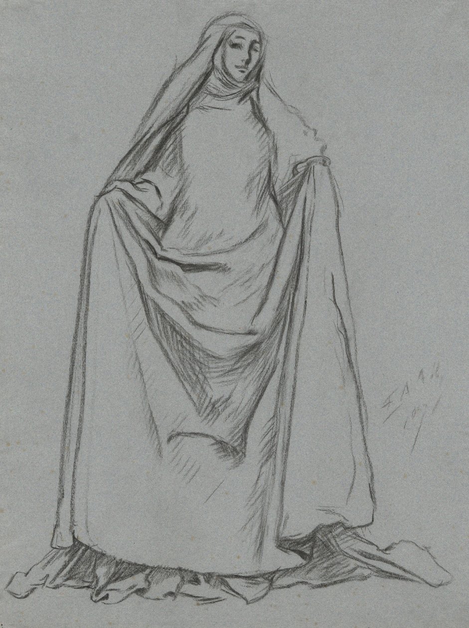 Studie av kvinneskikkelse (verso: mannsfigur) av Edwin Austin Abbey
