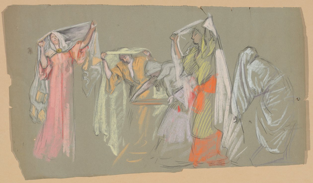 Studie av de fangede dydene, for av Edwin Austin Abbey
