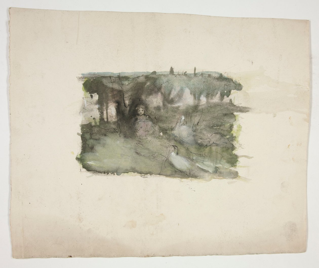 Studie av gåsejenta. av Edwin Austin Abbey