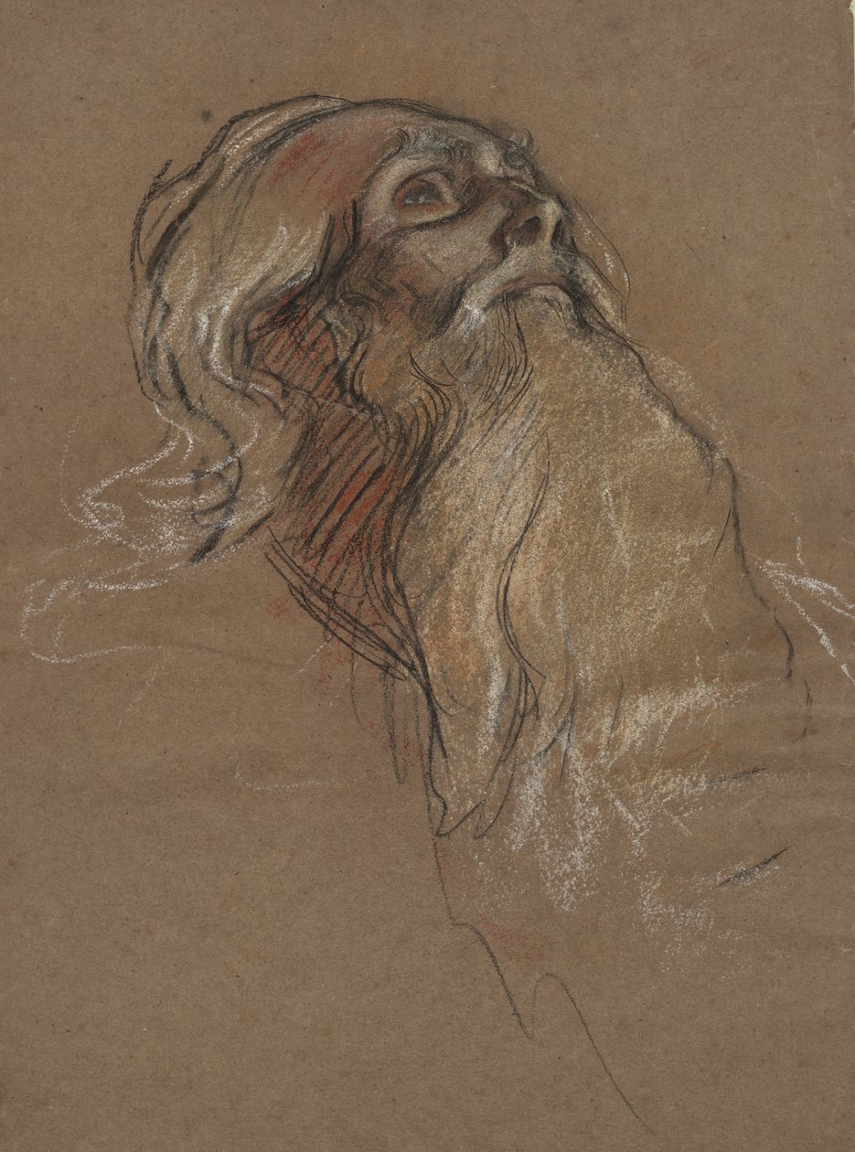 Studie av hodet til kong Amfortas, for av Edwin Austin Abbey