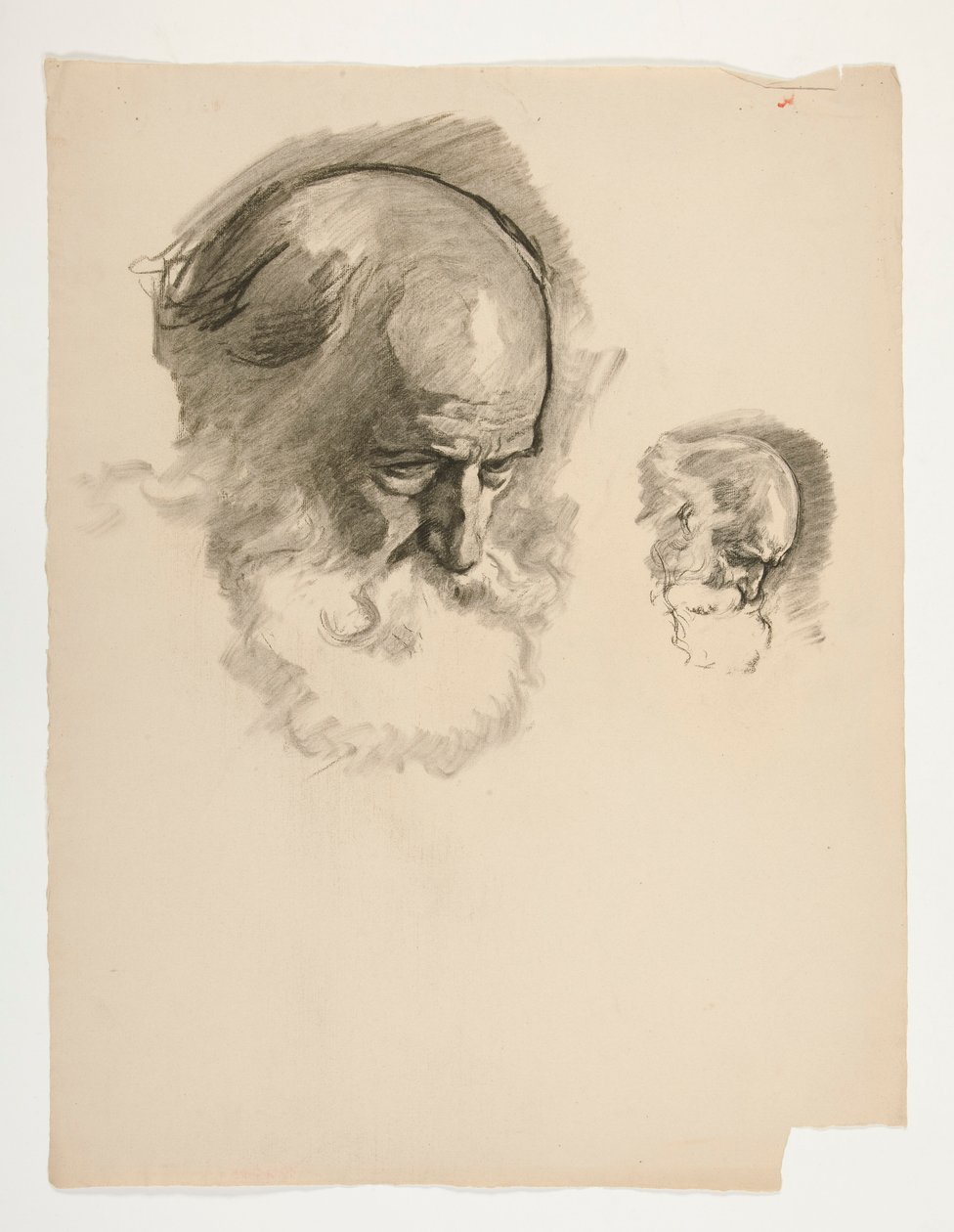 Studie av hodet til en gammel skjeggete mann, for kong Arthur av Edwin Austin Abbey