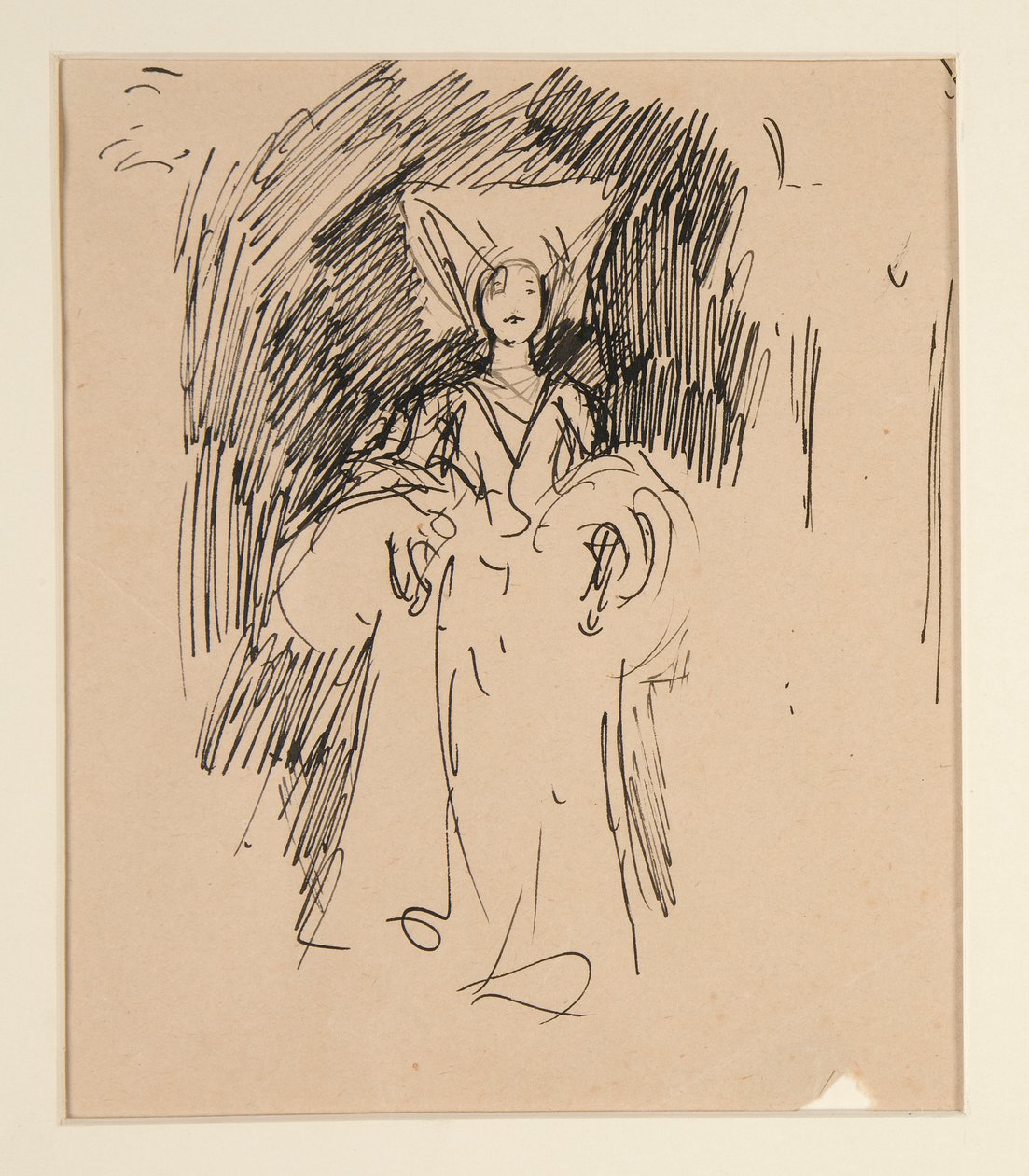 Studie av kvinne i middelalderdrakt for av Edwin Austin Abbey