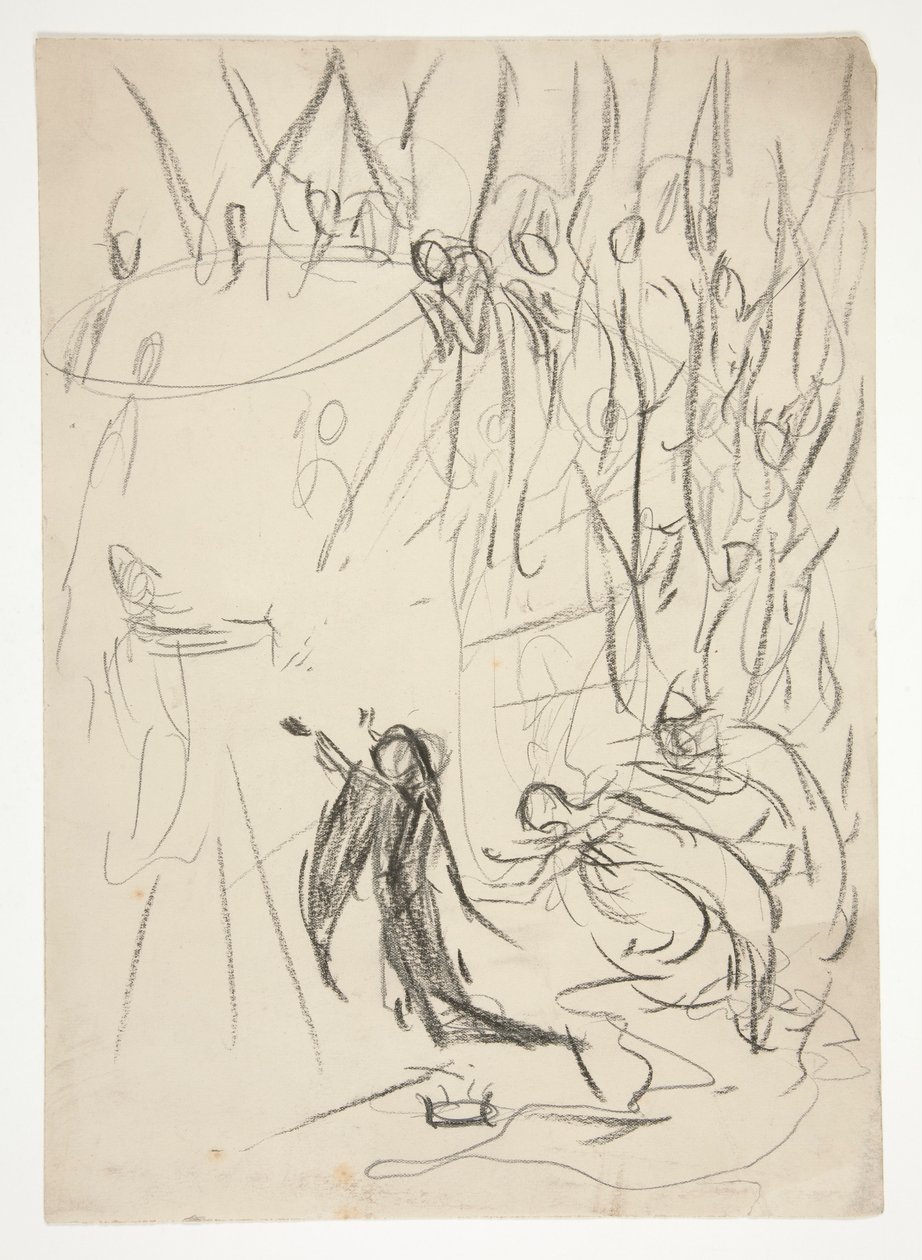 The Achievement of the Grail, studie for The Quest of the Holy Grail (serie med femten malerier for Boston Public Library, fullført i 1901) av Edwin Austin Abbey