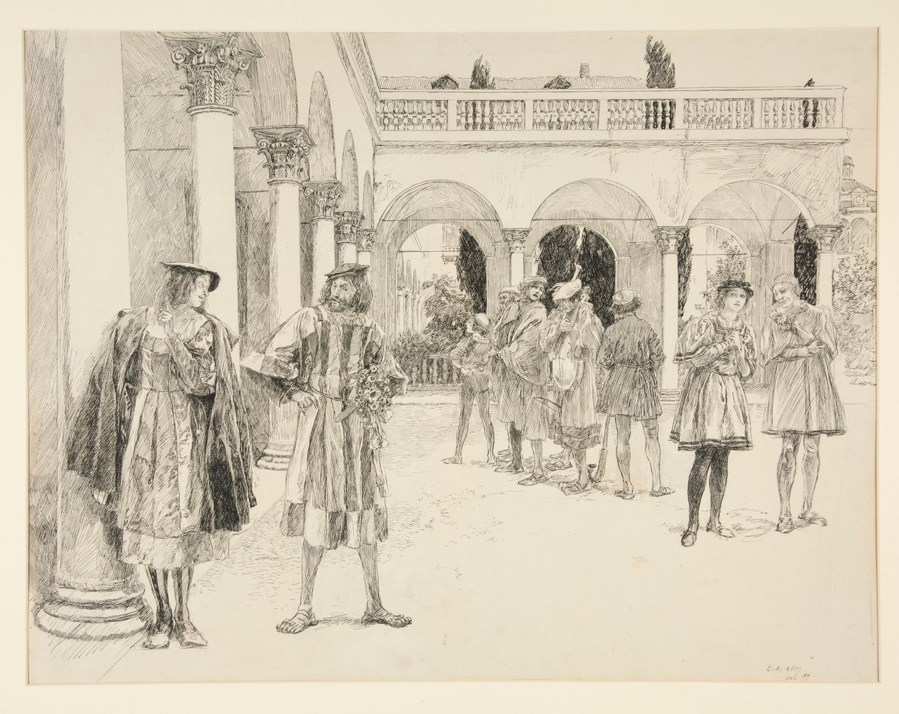 The Court of the Palace, fra Act IV, Scene ii, Two Gentlemen of Verona av Edwin Austin Abbey