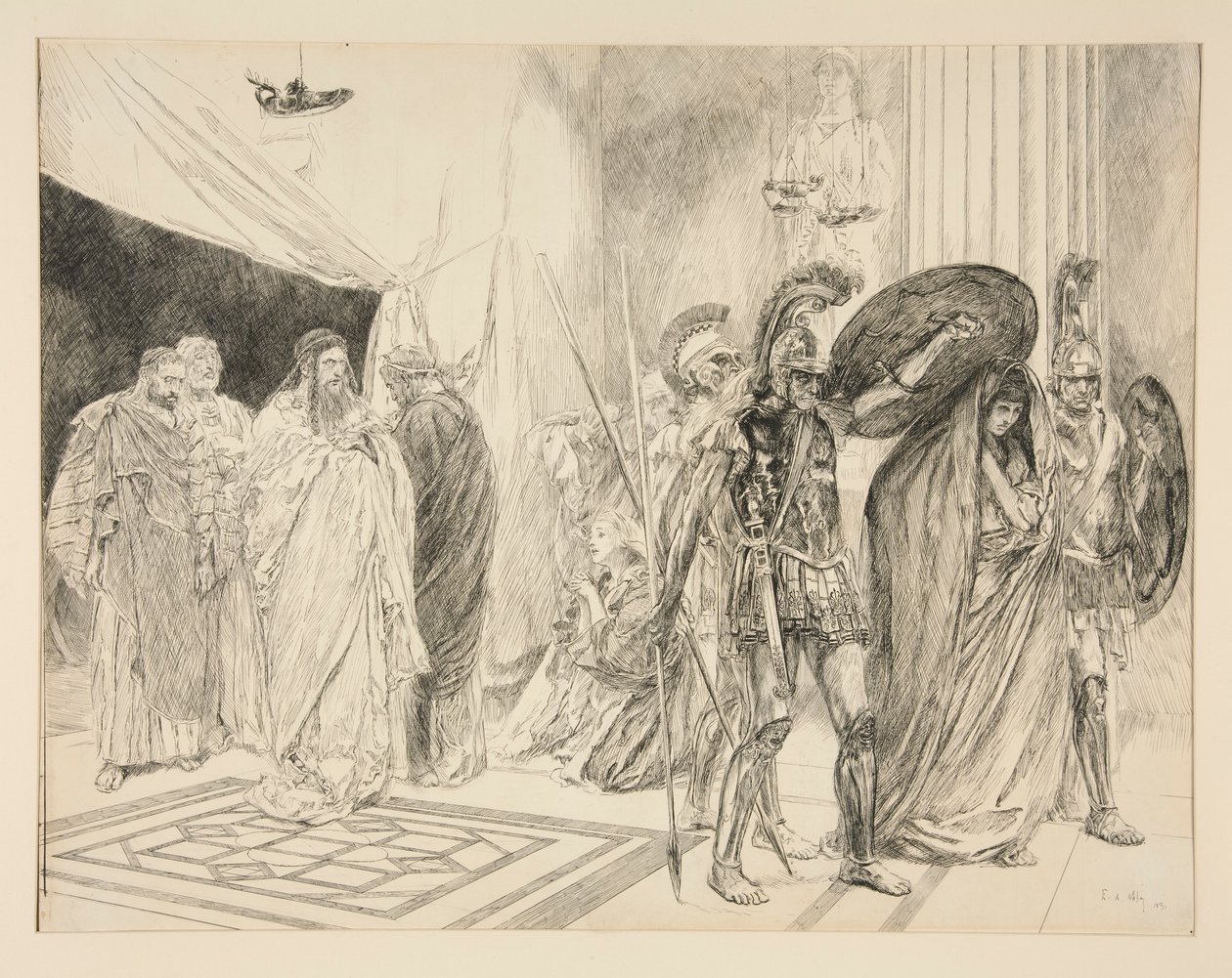 The Prisonment of the Queen - Act II, Scene I, The Winter av Edwin Austin Abbey