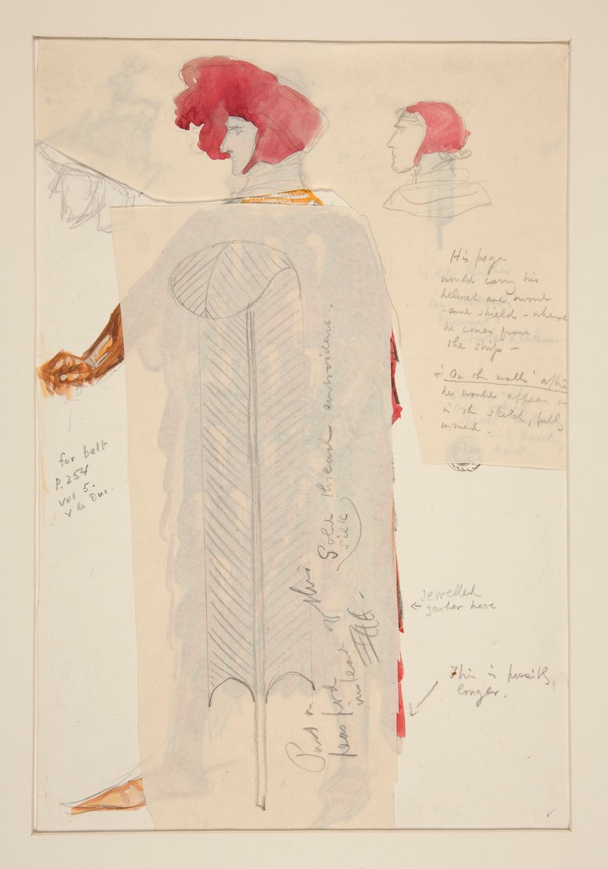 Kongen bevæpnet, kostymeskisse for Henry Irving av Edwin Austin Abbey