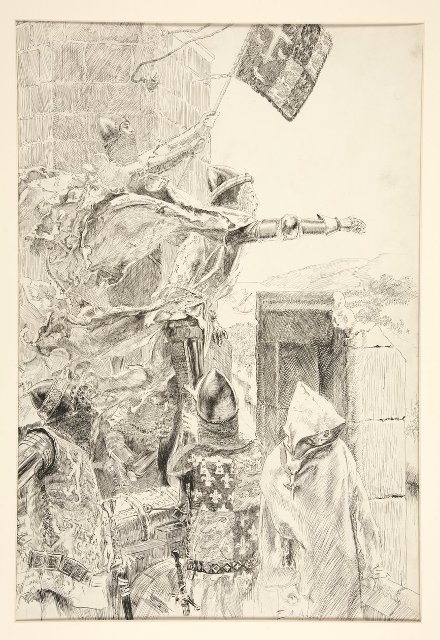 Kongen på veggen til Flint Castle; av Edwin Austin Abbey