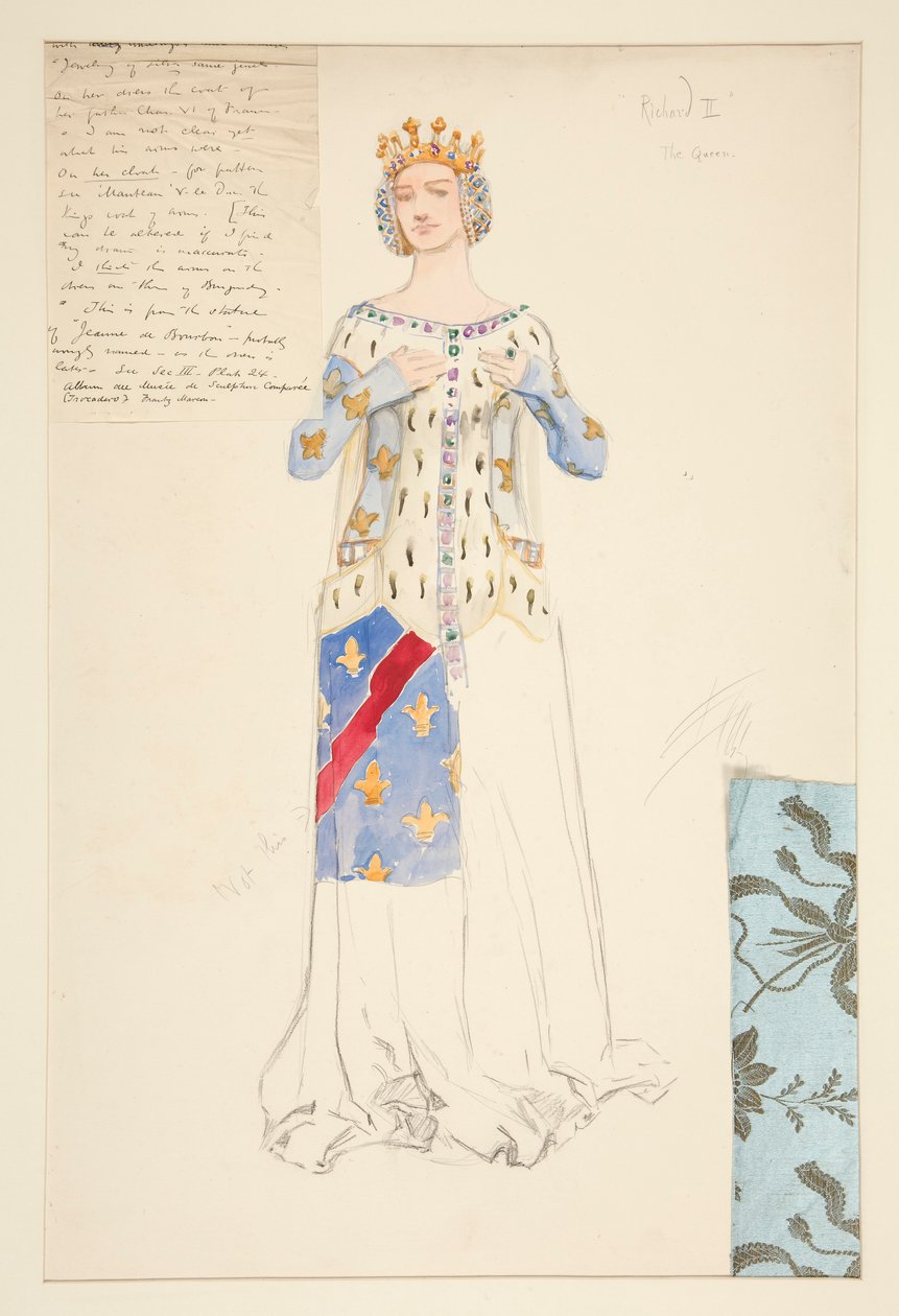 Dronningen, kostymeskisse for kong Richard II av Edwin Austin Abbey