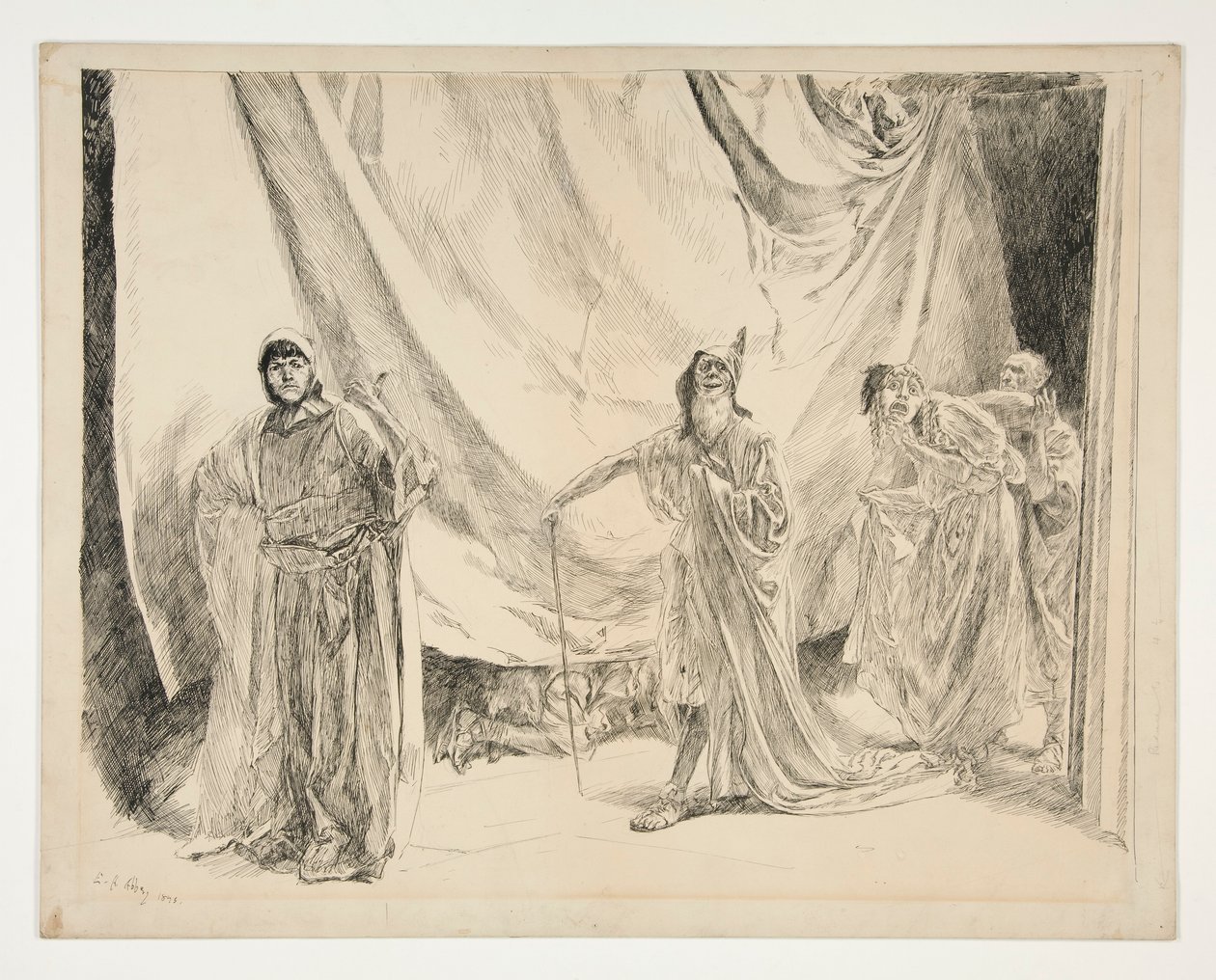 The Re-entrance of the Players, illustrasjon for Act V, Scene I, A Midsummer Night av Edwin Austin Abbey