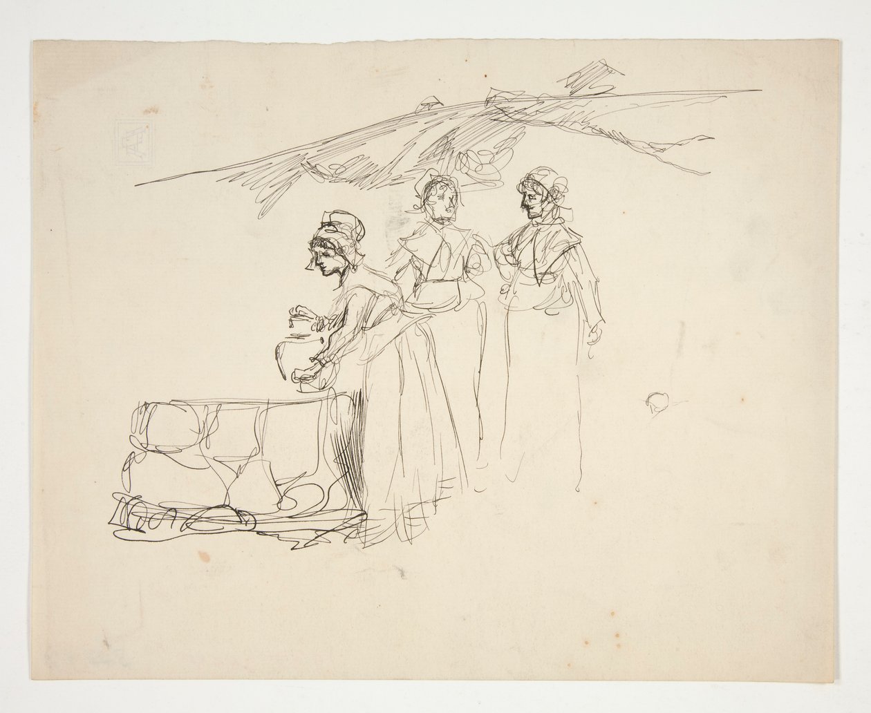 Tre kvinner ved en brønn - uidentifisert illustrasjon av Edwin Austin Abbey