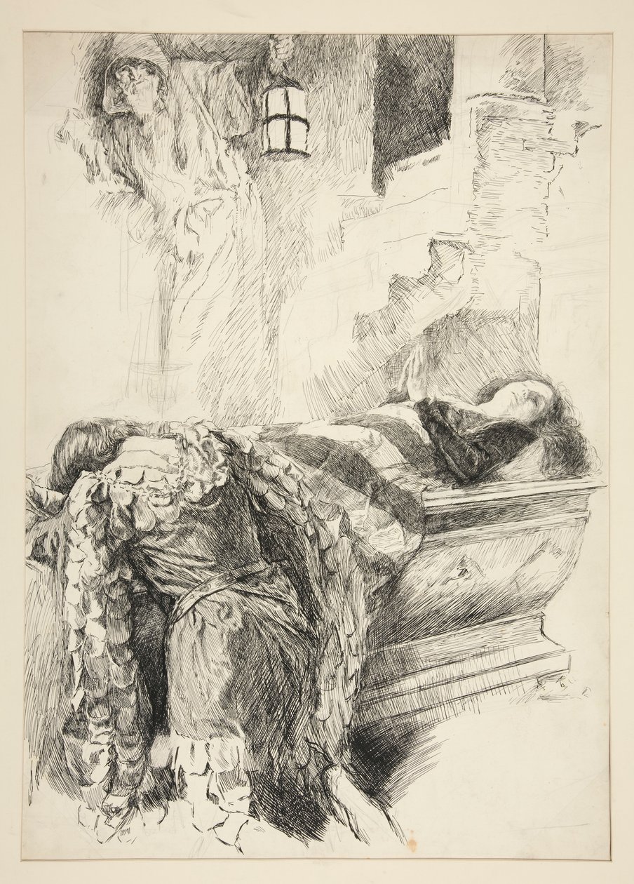 Tomb Scene - Romeo finner Juliet, fra Romeo og Julie av Edwin Austin Abbey