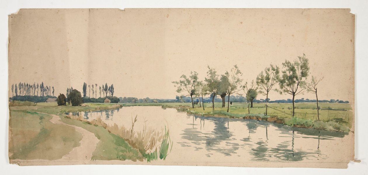 Trær langs en elvebredd av Edwin Austin Abbey