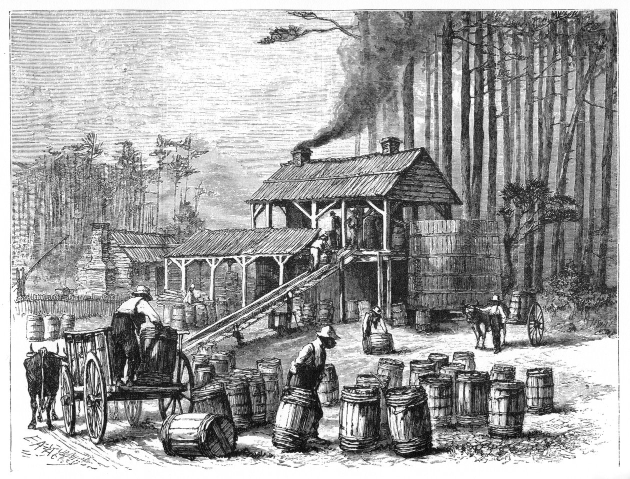 Terpentine Distillery, North Carolina, 1870. av Edwin Austin Abbey