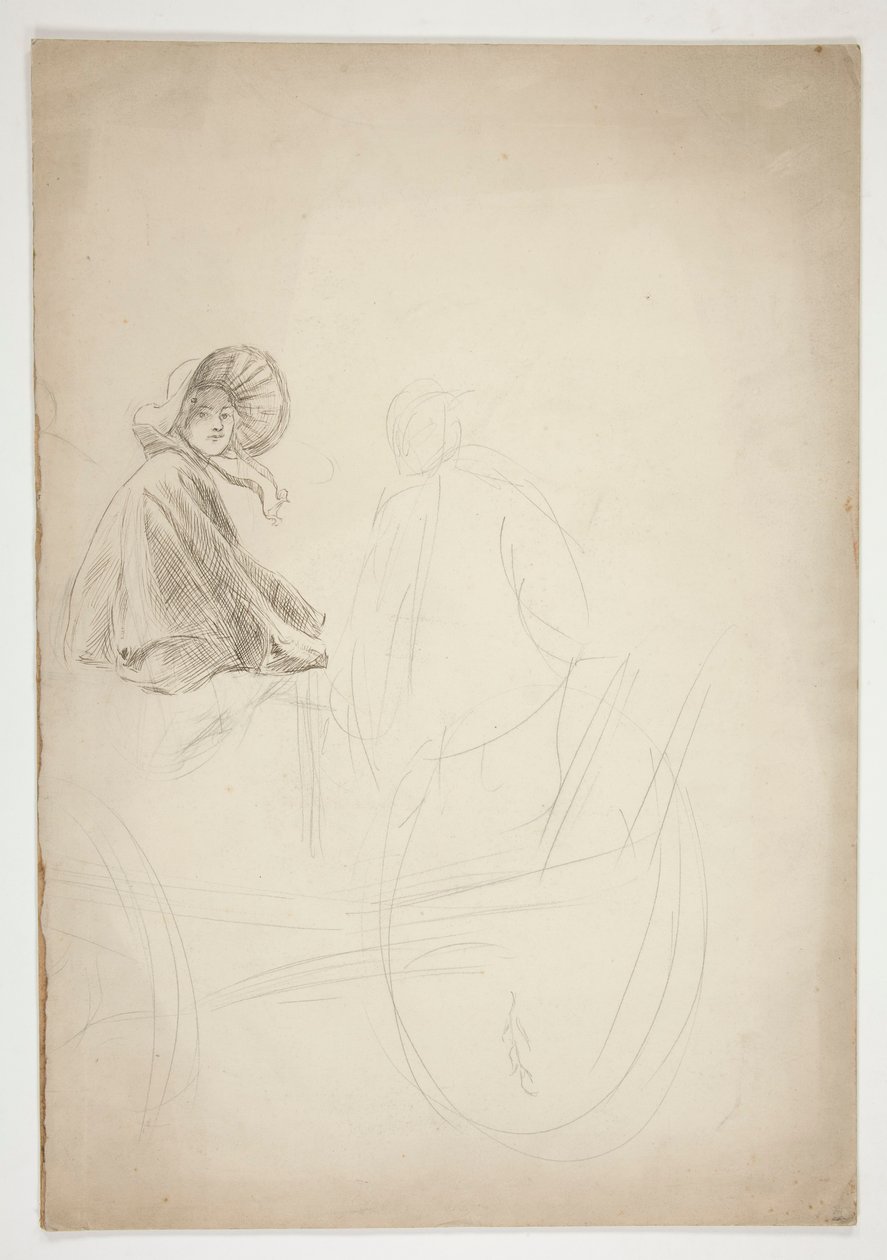 To figurer sittende på en vogn - (uidentifisert illustrasjon) av Edwin Austin Abbey