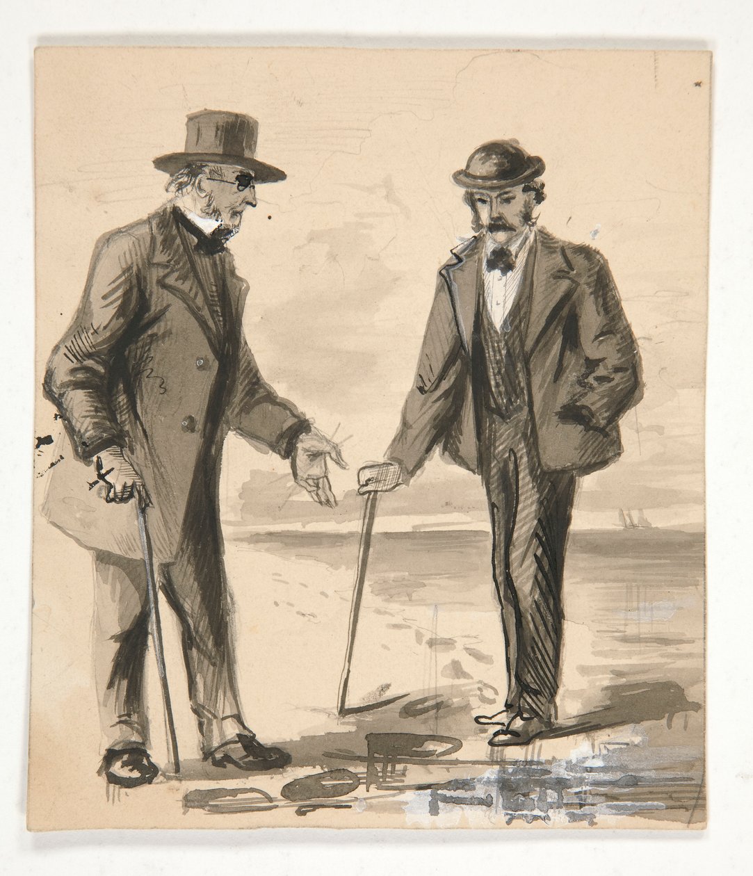 To menn som samtaler på kysten - uidentifisert illustrasjon av Edwin Austin Abbey