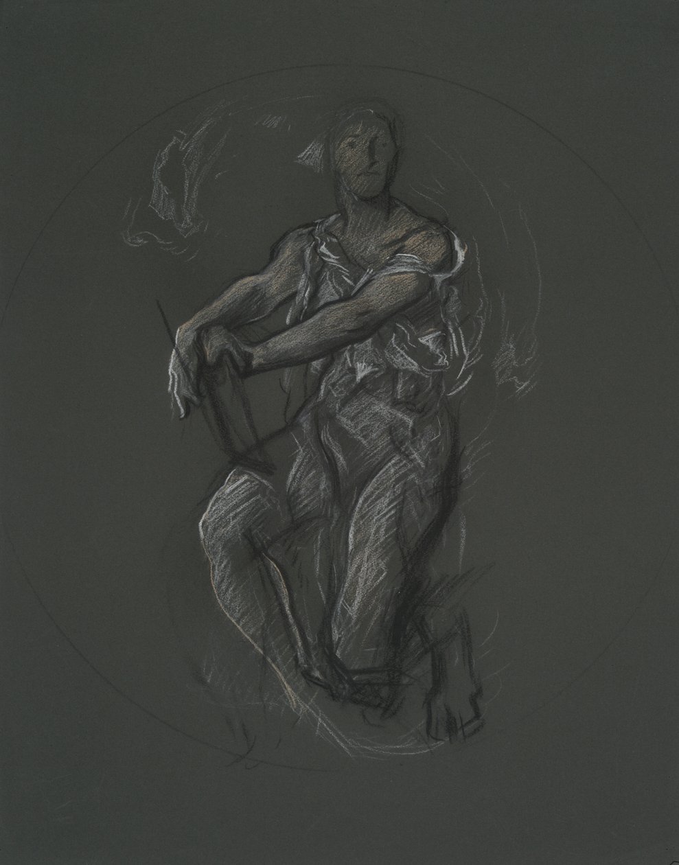 Uidentifisert figurstudie for veggmaleriprosjekt ved Pennsylvania State Capitol Building, Harrisburg, 1902-1911 av Edwin Austin Abbey