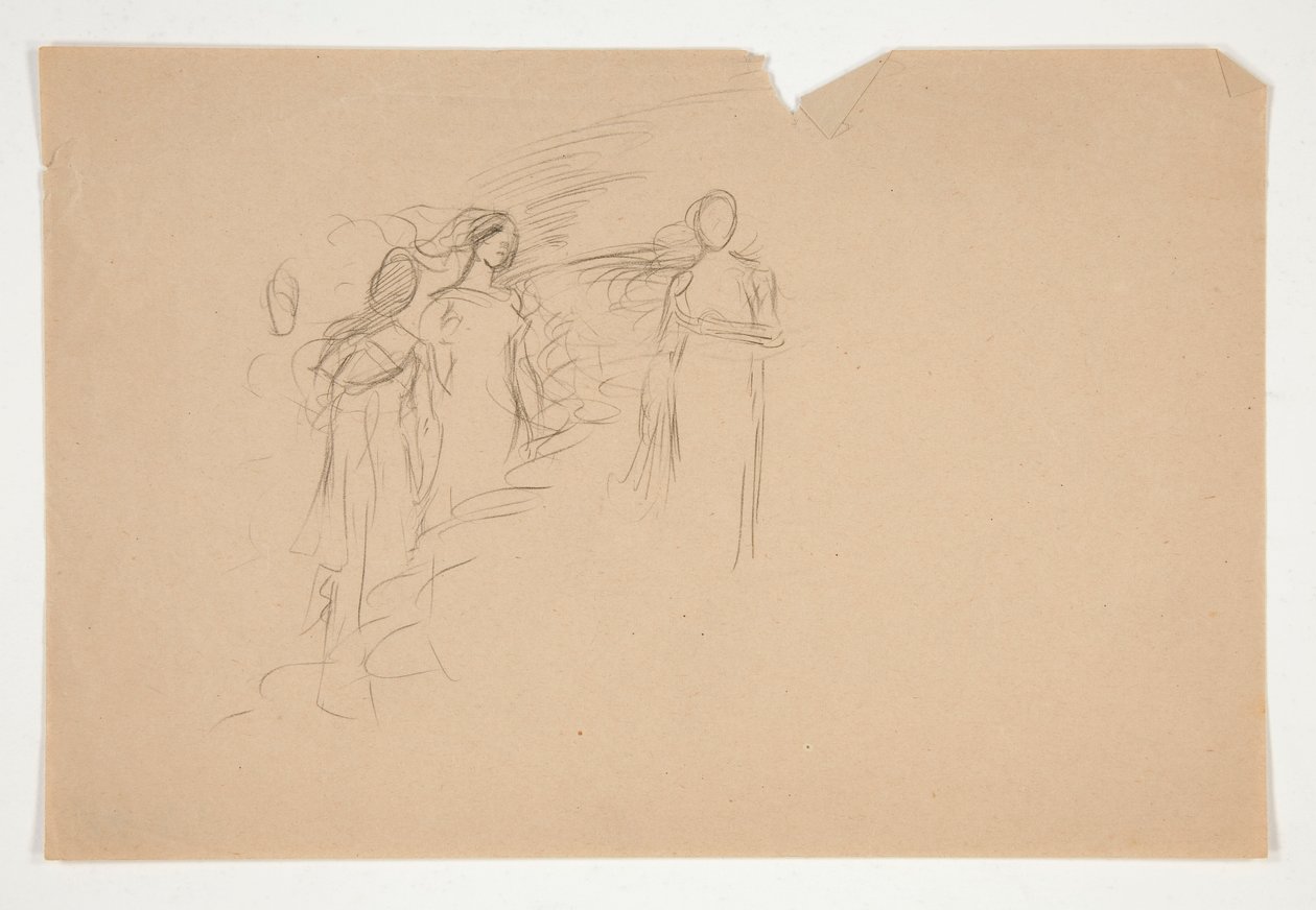 Uidentifisert illustrasjon - Studie av tre kvinnelige skikkelser av Edwin Austin Abbey