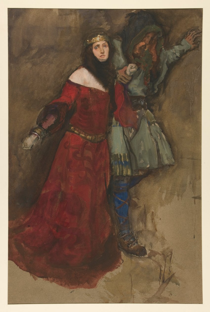 Uidentifisert scene, fra Hamlet eller Macbeth? av Edwin Austin Abbey