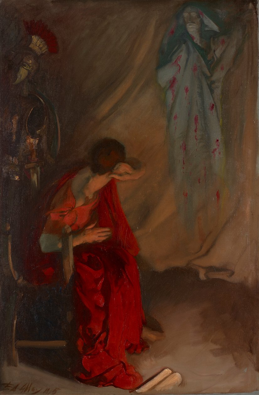 Within the Tent of Brutus: Enter the Ghost of Caesar, Julius Caesar, Act IV, Scene III av Edwin Austin Abbey