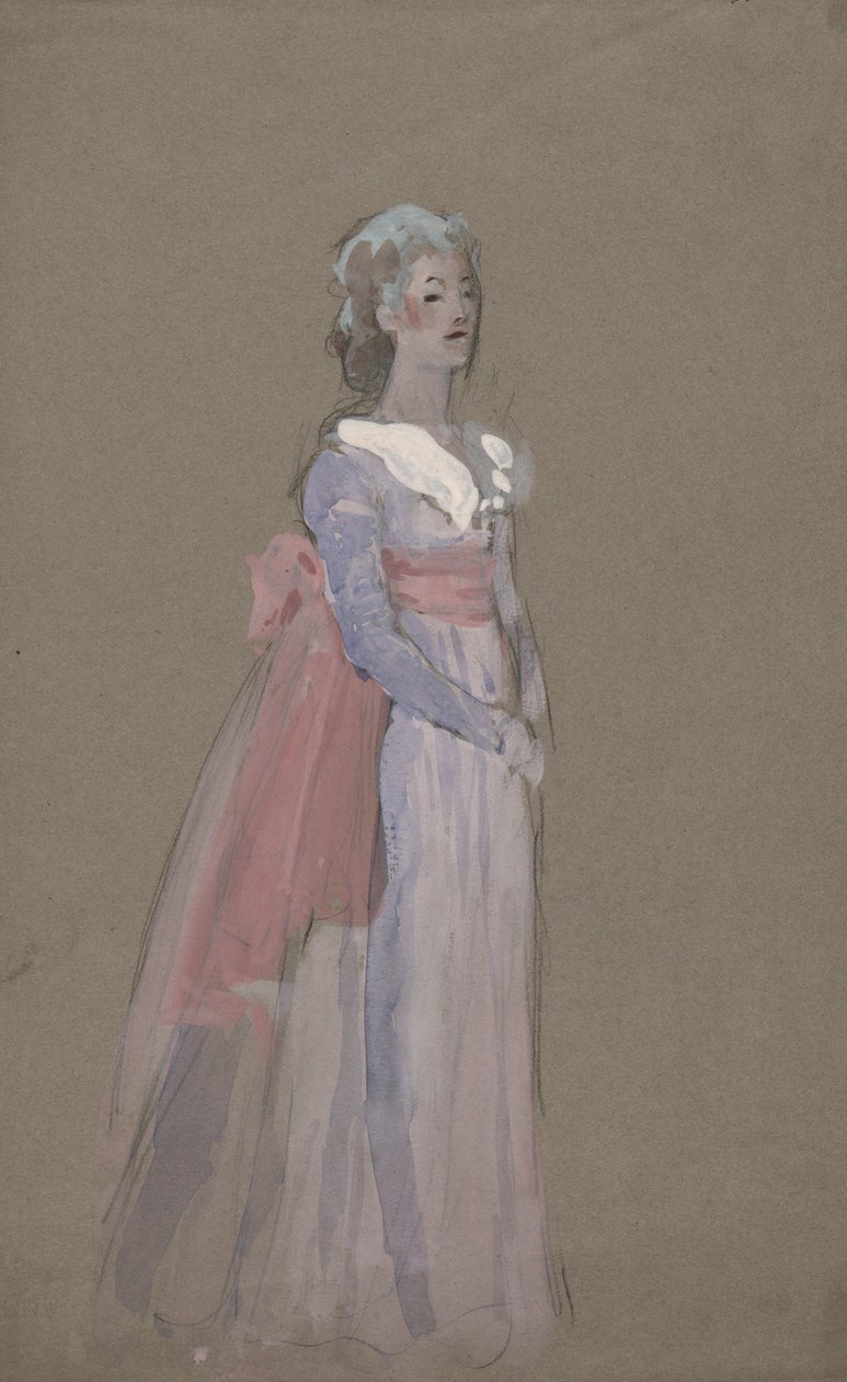 Kvinne i Empire-kjole - kostymestudie for La Tosca av Edwin Austin Abbey