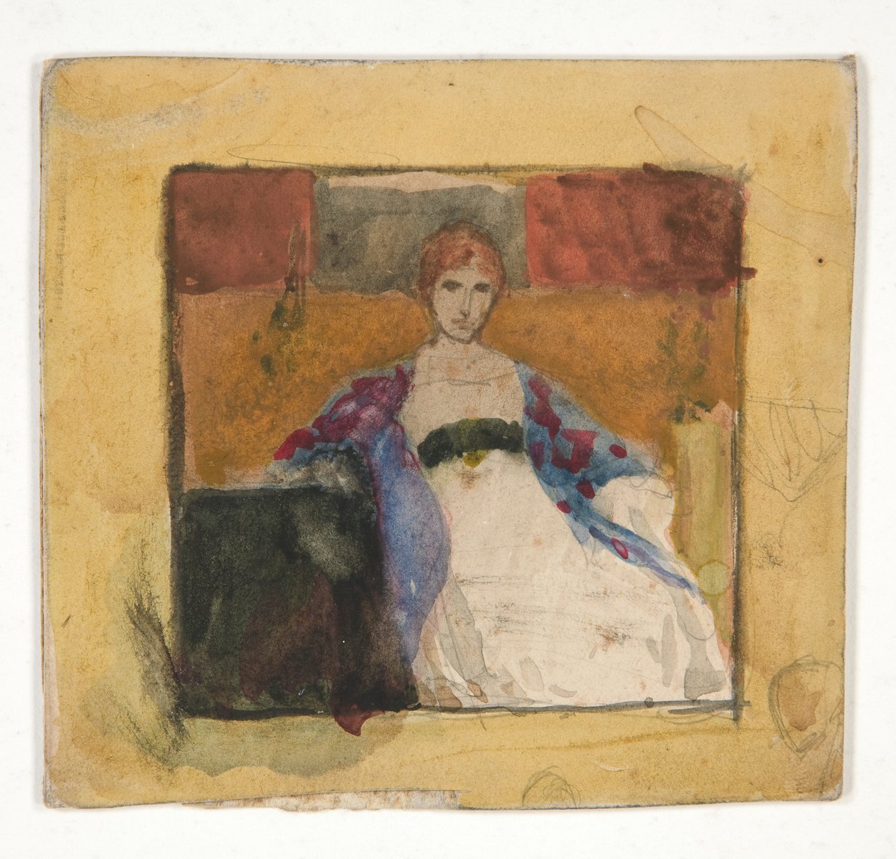 Kvinne sittende - uidentifisert illustrasjon av Edwin Austin Abbey