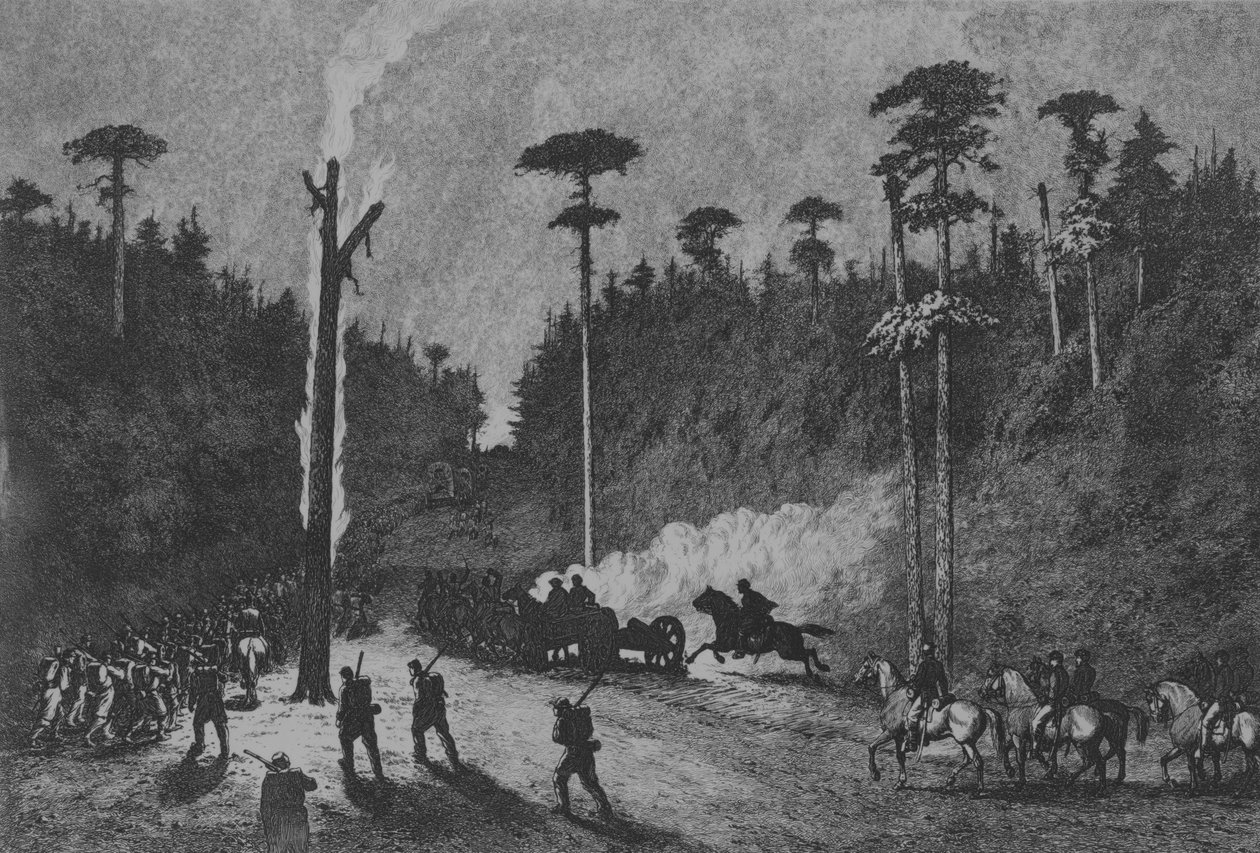 A Night March, plate 16 fra Life Studies of the Great Army, 1876. av Edwin Austin Forbes