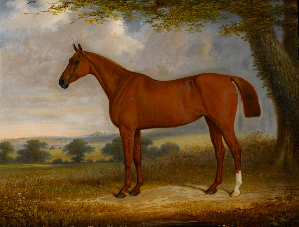Kastanjejeger i et landskap, 1867 av Edwin Brown