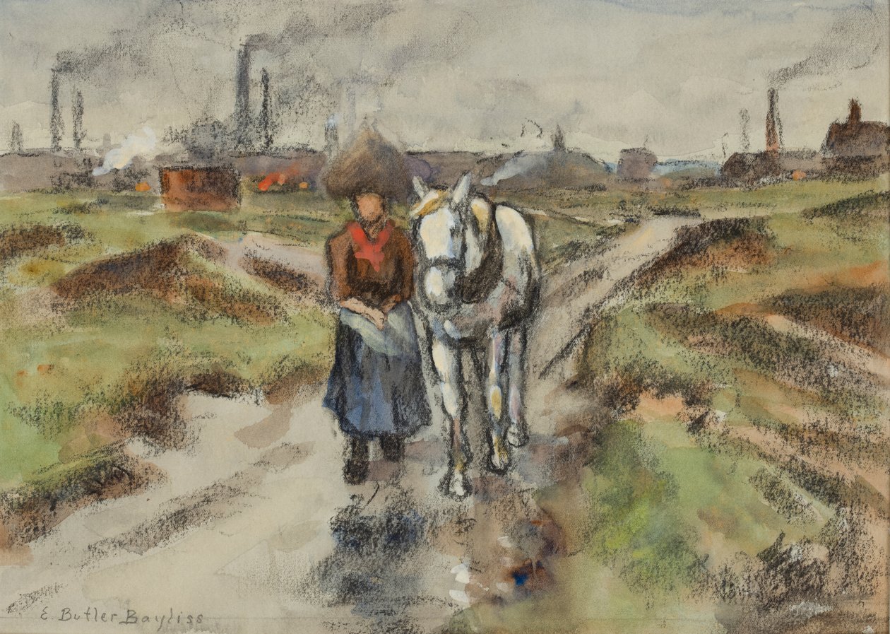 Leading the Barge Pony (akvarell med pastell på papir) av Edwin Butler Bayliss