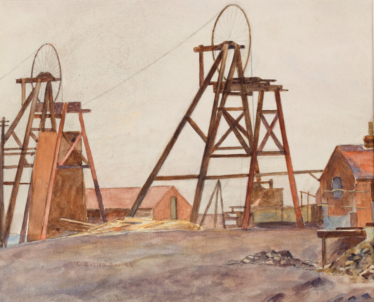 Pit wheels (akvarell på papir) av Edwin Butler Bayliss