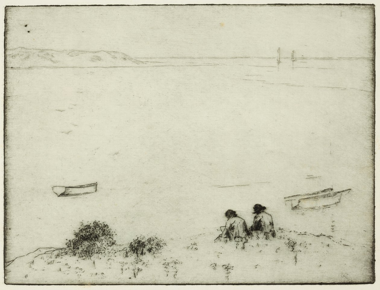 Skissere ved havet (etsing) av Edwin Butler Bayliss