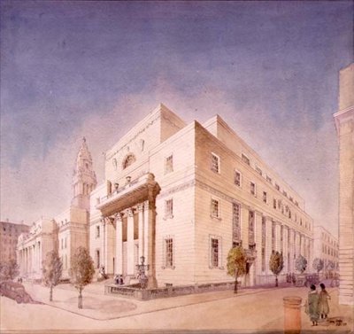 Høyde av det offentlige biblioteket, Marylebone Road, London av Edwin Cooper