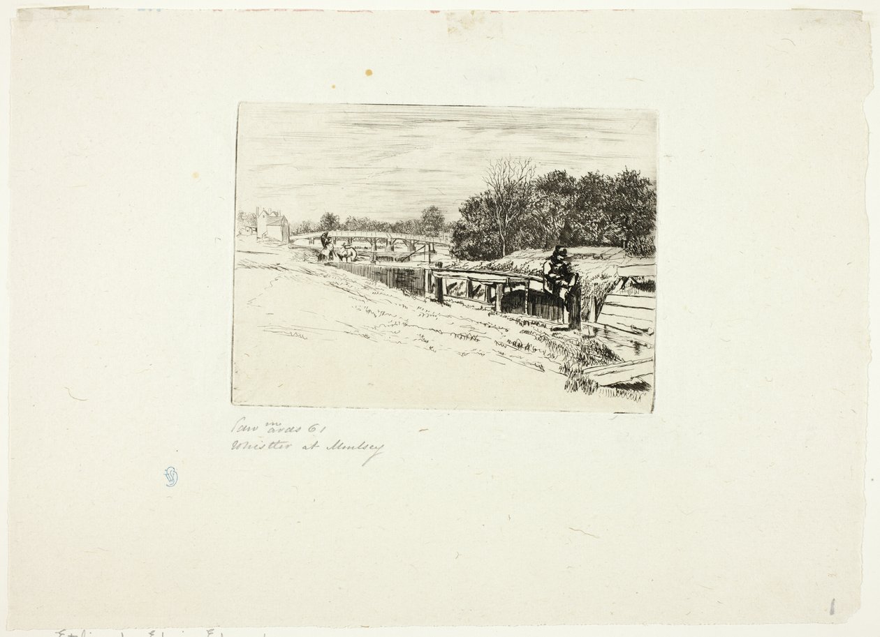 Whistler-skisser ved Moulsey Lock av Edwin Edwards