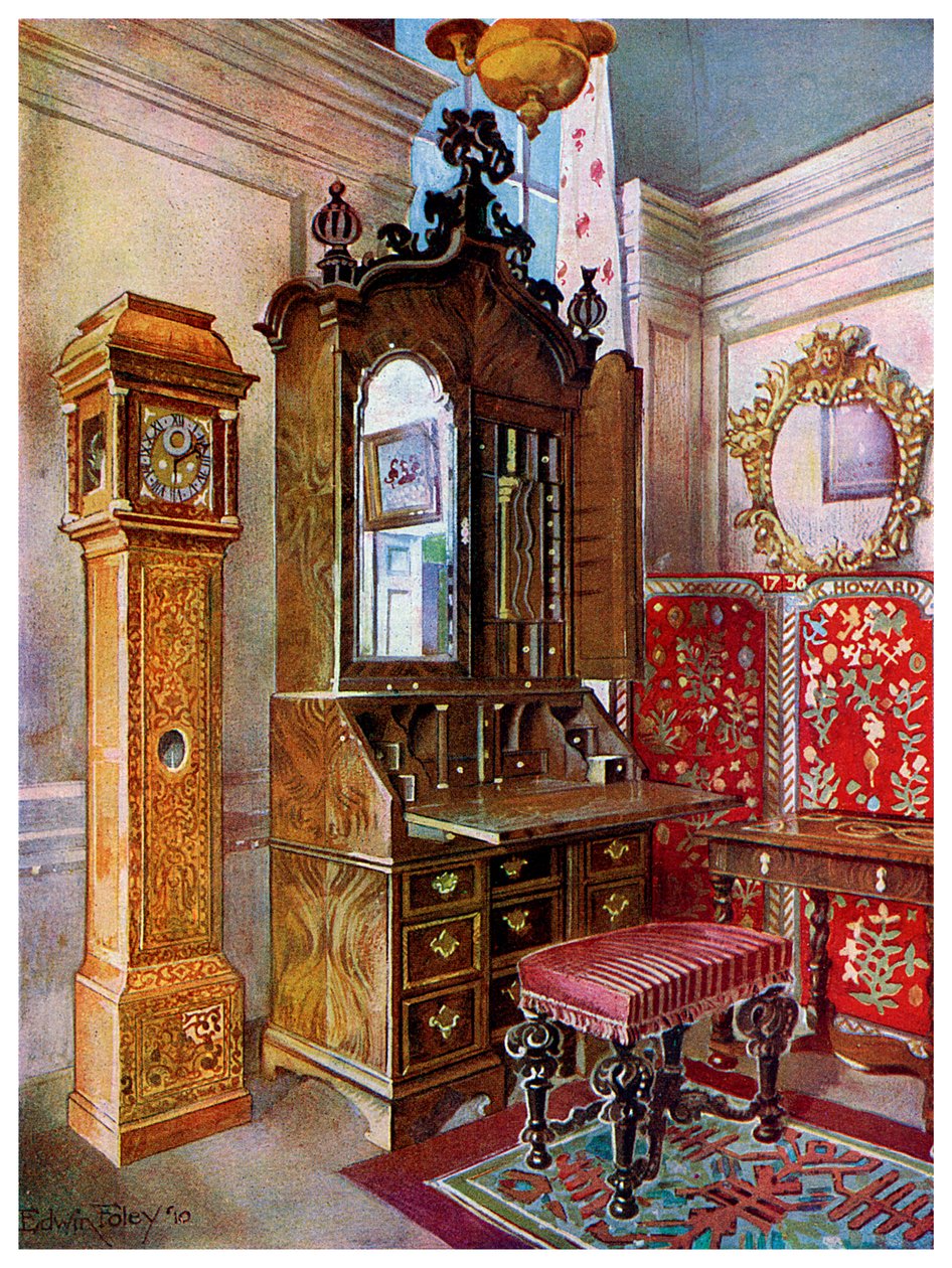 En gruppe møbler fra tidlig 1700-tall, 1910. av Edwin Foley
