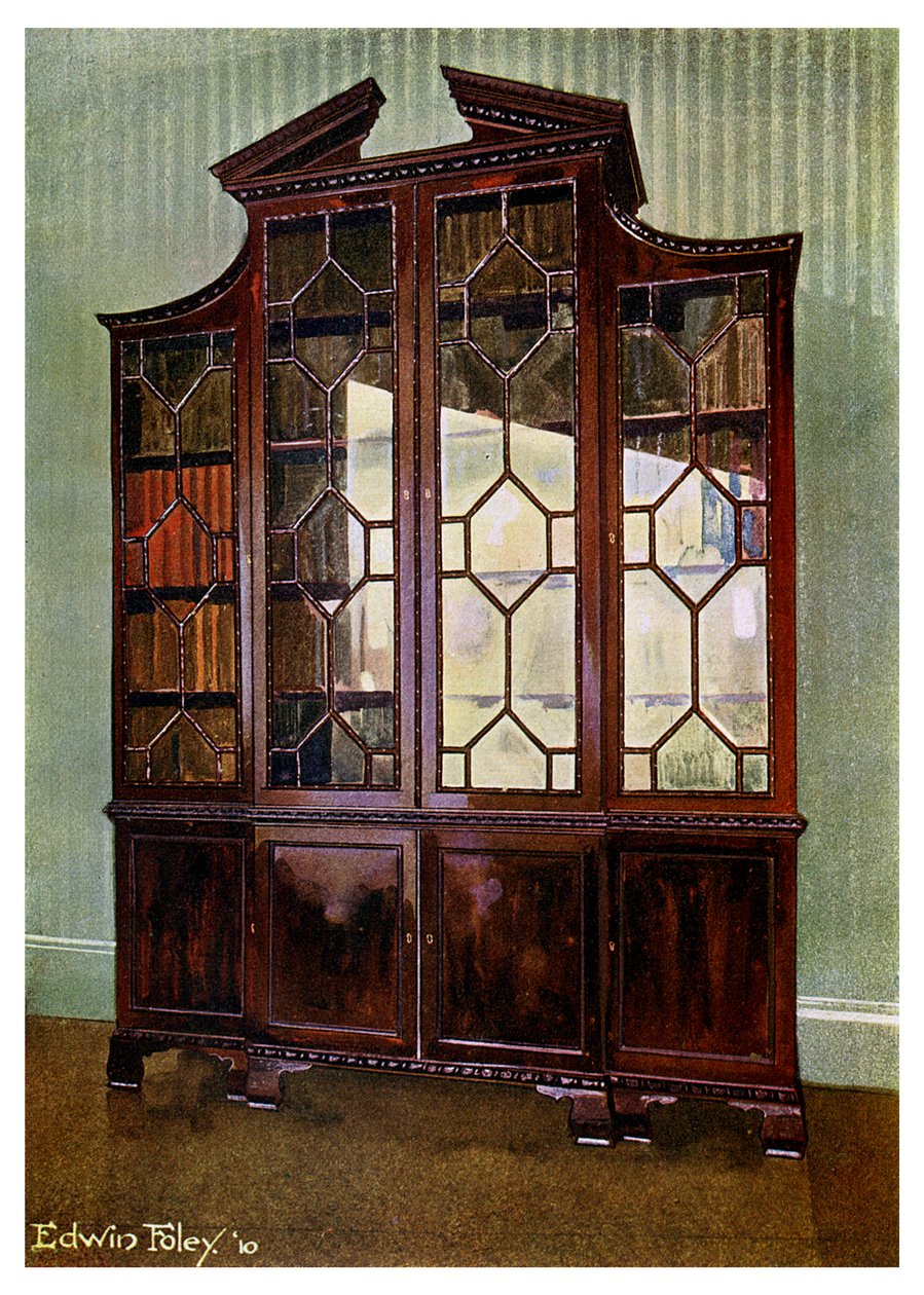 Utskåret Chippendale biblioteksbokhylle, 1911-1912. av Edwin Foley