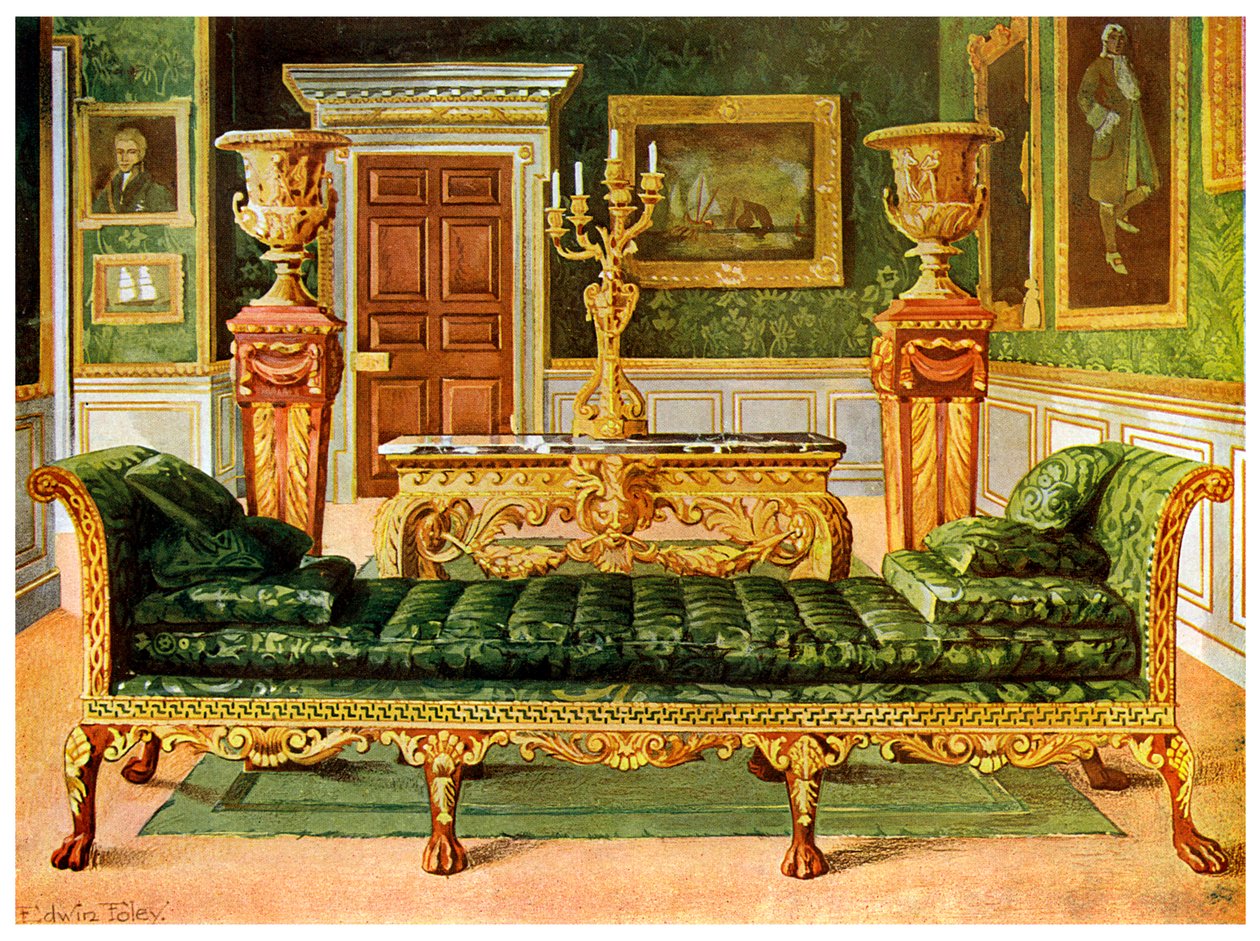 Mahogni og forgylt georgiansk suite, Longford Castle, Wiltshire, 1911-1912. av Edwin Foley