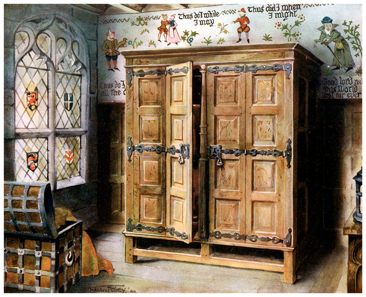 Eikepresse, Strangers Hall, Norwich, Norfolk, 1910. av Edwin Foley