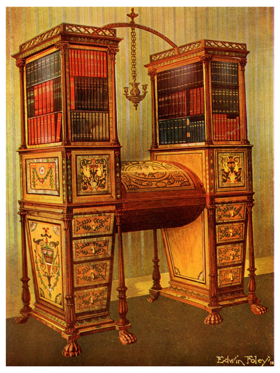 The Sister Inlaid Double Secretaire and Bookcabinet Cabinet, Sheraton, 1911-1912. av Edwin Foley