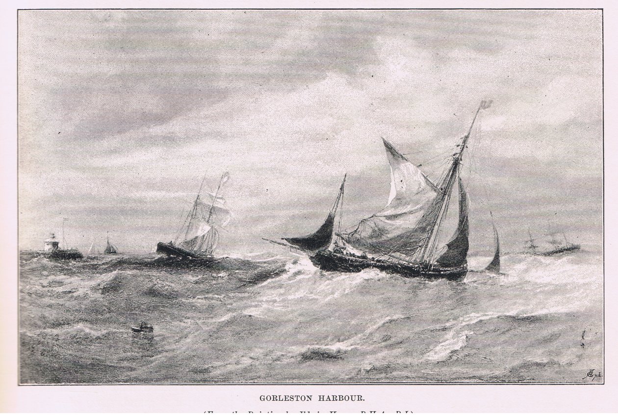 Gorleston havn, fra The Magazine of Art 1893, Cassell and Company av Edwin Hayes