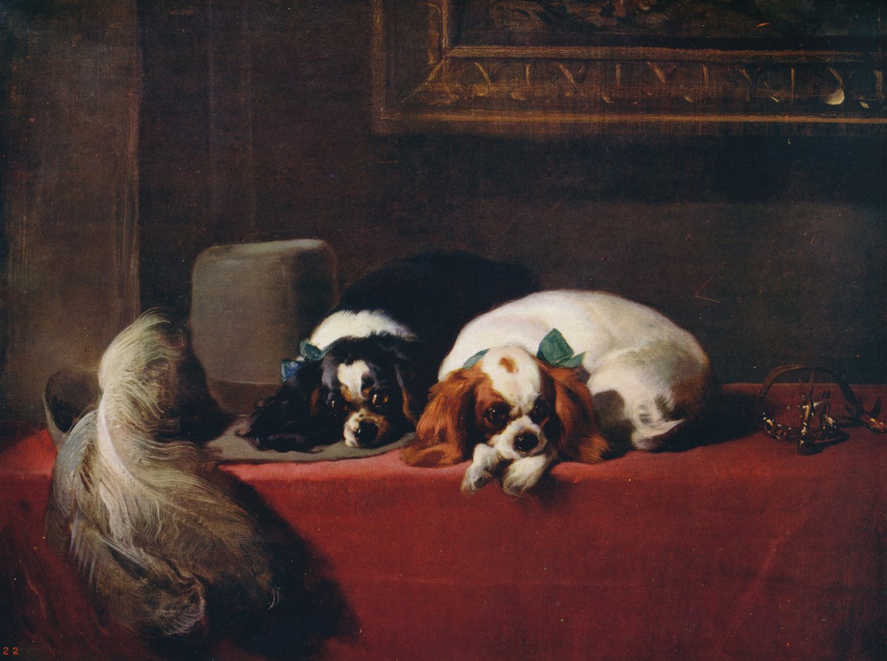 King Charles Spaniels The Cavaliers Pets, 1845, c1915 av Edwin Landseer