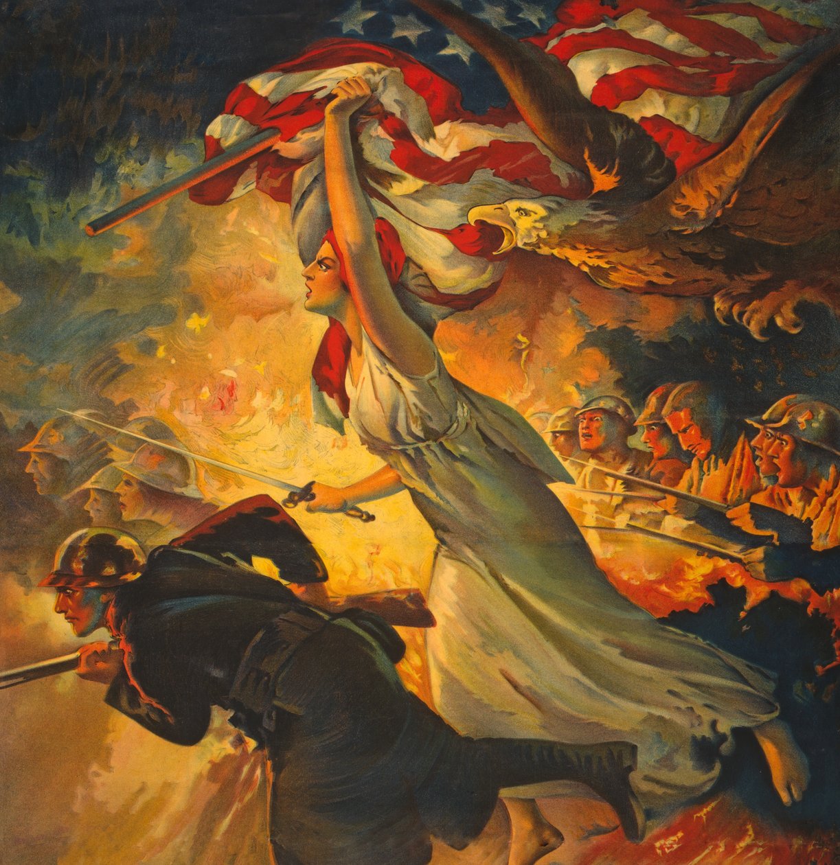 Detalj fra Carry On! Kjøp Liberty Bonds til ditt ytterste, publisert ca. 1918 av Edwin Howland Blashfield