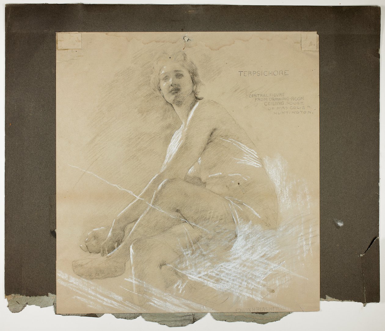 Terpsichore (recto) og Dancing Female Figure (verso), Mural Studies for Drawing Room Ceiling, Residence of Collis P. Huntington, nå Yale University Art Gallery av Edwin Howland Blashfield