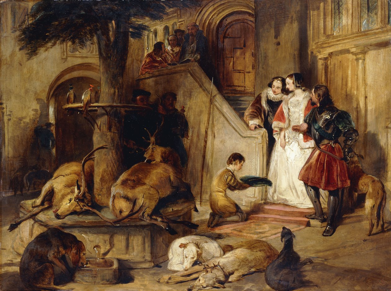 En gårdsplass i gammel tid, av Edwin Landseer