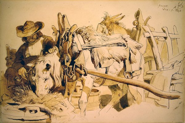 En ponni og vogn i Genève av Edwin Landseer