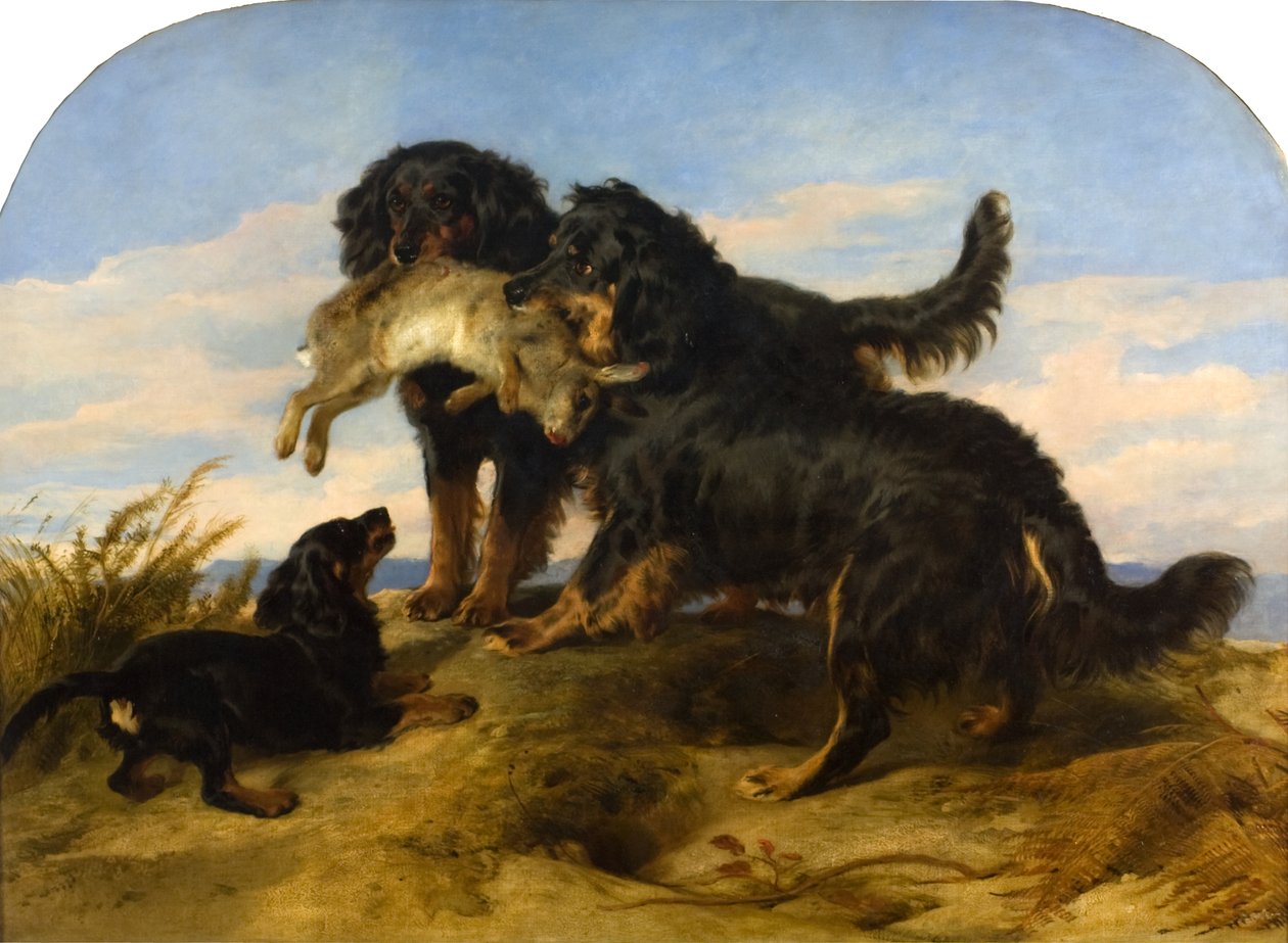 Retrievere med hare, ca. 1870 (olje på lerret) av Edwin Landseer