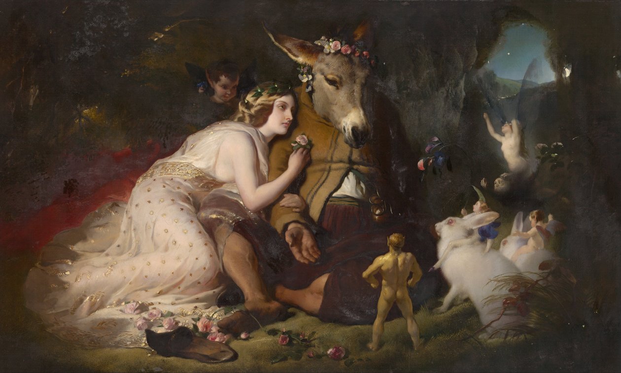 Scene fra A Midsummer Nights Dream. Titania og Bottom av Edwin Landseer
