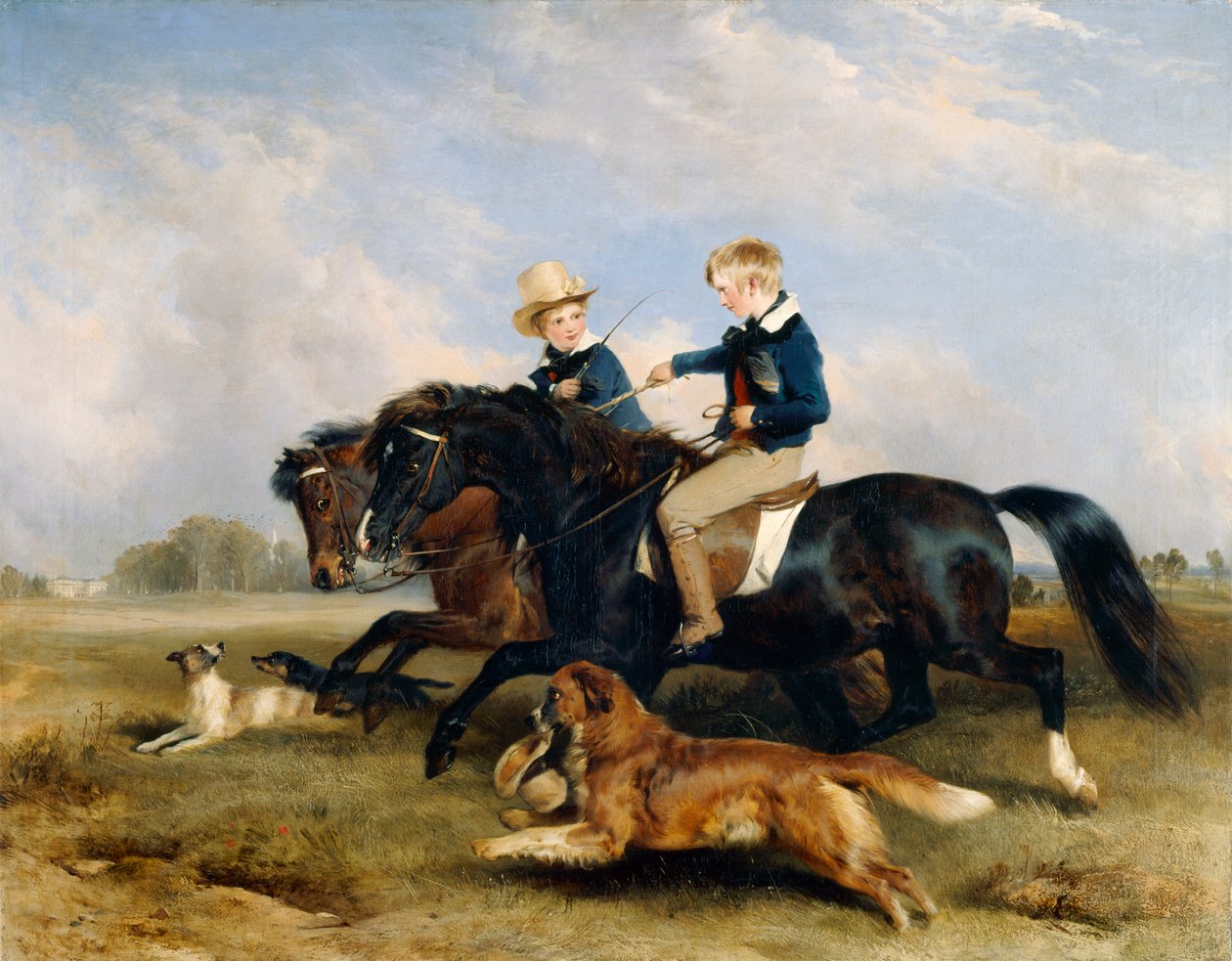 The Hon. ES Russell og hans bror (olje på panel) av Edwin Landseer